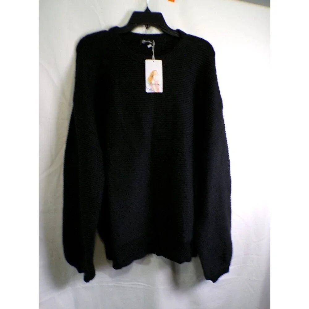 PrettyGarden Women's Black Pullover Sweater L 7337 Viscose Blend